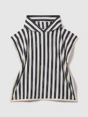 Reiss Navy Ray 4-9 yrs Hooded Towelling Poncho - Image 1 of 3