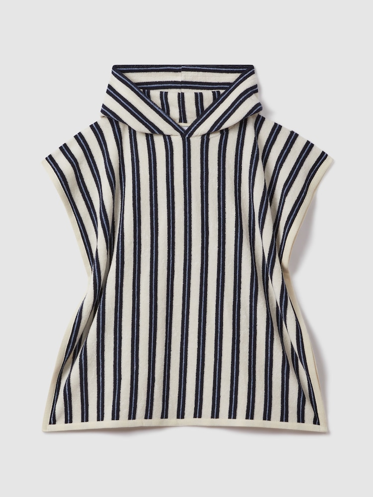 Reiss Navy Ray 4-9 yrs Hooded Towelling Poncho - Image 1 of 3