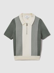 Reiss Sage Milton 3-9 yrs Half-Zip Striped Polo Shirt - Image 2 of 4