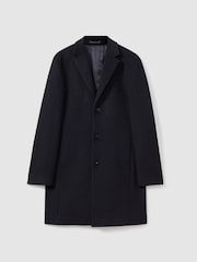 Reiss Navy Clark Wool Blend Single Breasted Epsom Coats - Image 2 of 6
