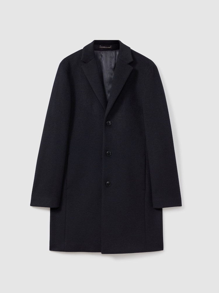 Reiss Navy Clark Wool Blend Single Breasted Epsom Coats - Image 2 of 6 Reiss Navy Clark Wool Blend Single Breasted Epsom Coats - Image 2 of 6