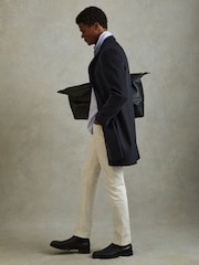Reiss Navy Clark Wool Blend Single Breasted Epsom Coats - Image 3 of 6