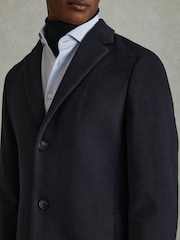 Reiss Navy Clark Wool Blend Single Breasted Epsom Coats - Image 4 of 6