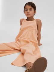Reiss Peach Daphne 9-13 yrs Cotton Linen Jumpsuit - Image 1 of 4