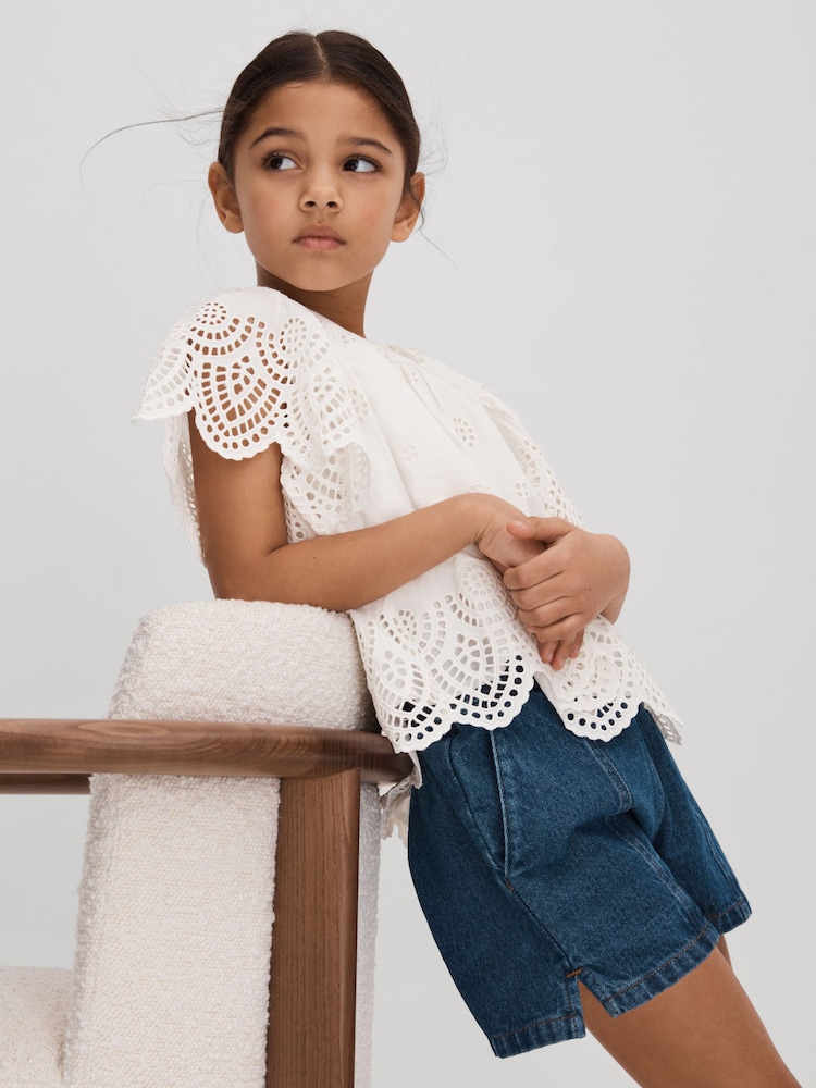 Reiss Laverne Cotton Broderie Blouse - صورة 2 من 4