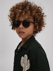 Reiss Dark Green Stan 13-14 yrs Cotton Cactus Patch Cuban Collar Shirt - Image 2 of 4