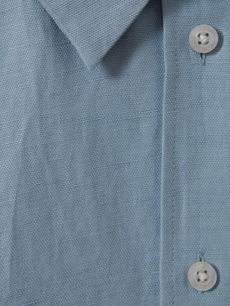 Reiss Blue Sian Relaxed Fit Lyocell Linen Button Through Shirt - Image 6 of 6