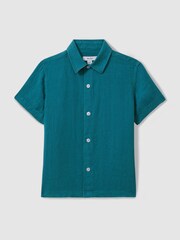 Reiss Seafoam Holiday 3-9 yrs Short Sleeve Linen Shirt - Image 2 of 4