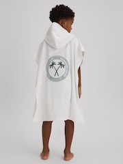 Reiss White Afar Cotton Blend Hooded Poncho - Image 1 of 4