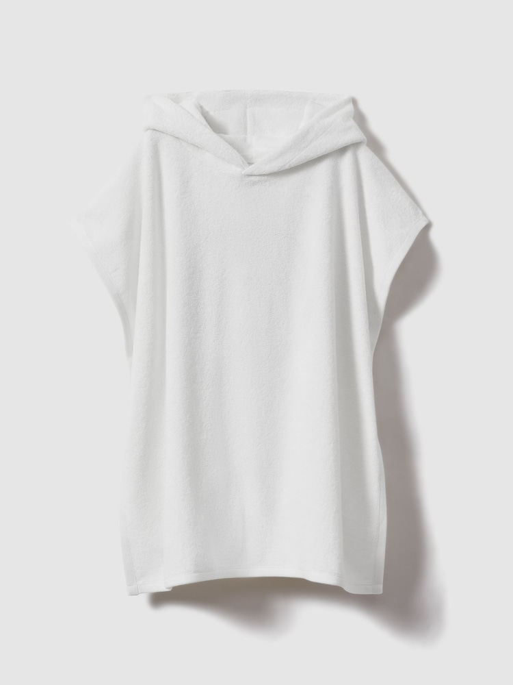 Reiss White Afar Cotton Blend Hooded Poncho - Image 2 of 4