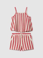 Reiss Pink June Teen Towelling Vest and Shorts Set - Image 1 of 5