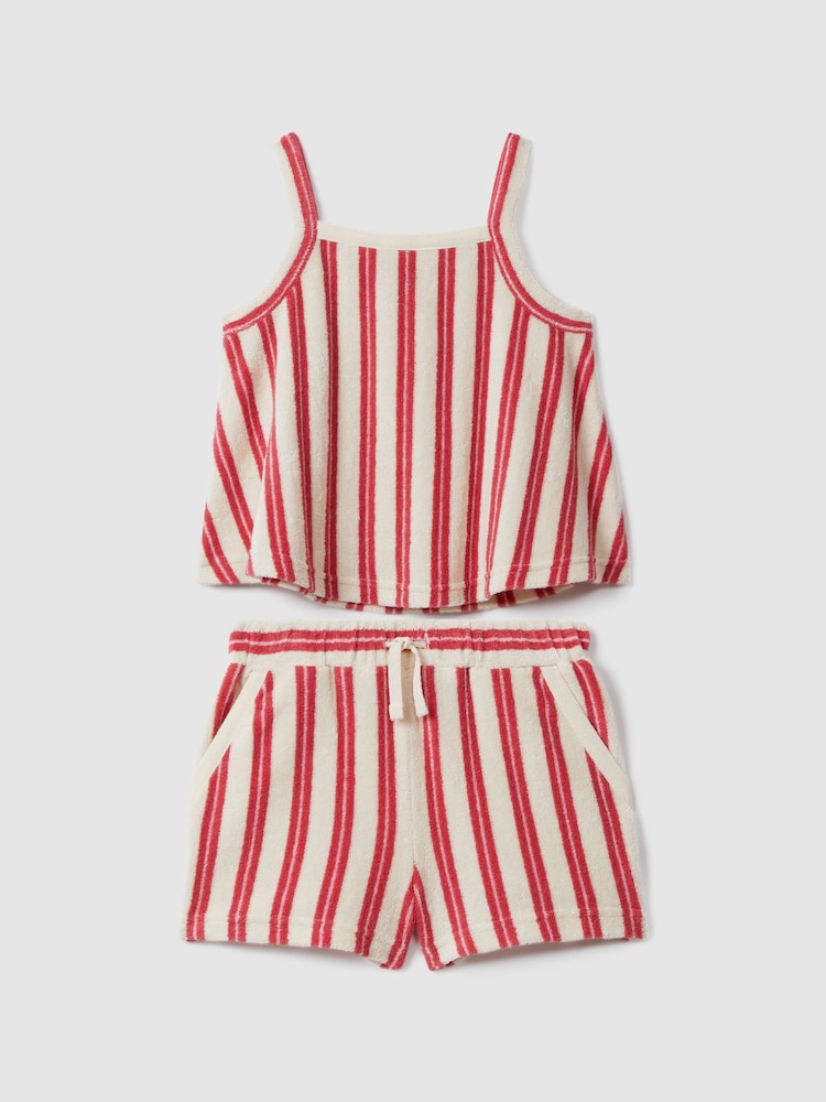 Reiss Pink June Teen Towelling Vest and Shorts Set - Image 1 of 5