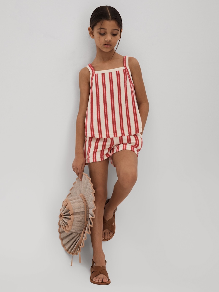 Reiss Pink June Teen Towelling Vest and Shorts Set - Image 2 of 5