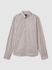 Oscar Jacobson Cotton-Linen Striped Shirt - Image 2 of 5
