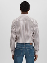 Oscar Jacobson Cotton-Linen Striped Shirt - Image 4 of 5