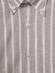 Oscar Jacobson Cotton-Linen Striped Shirt - Image 5 of 5