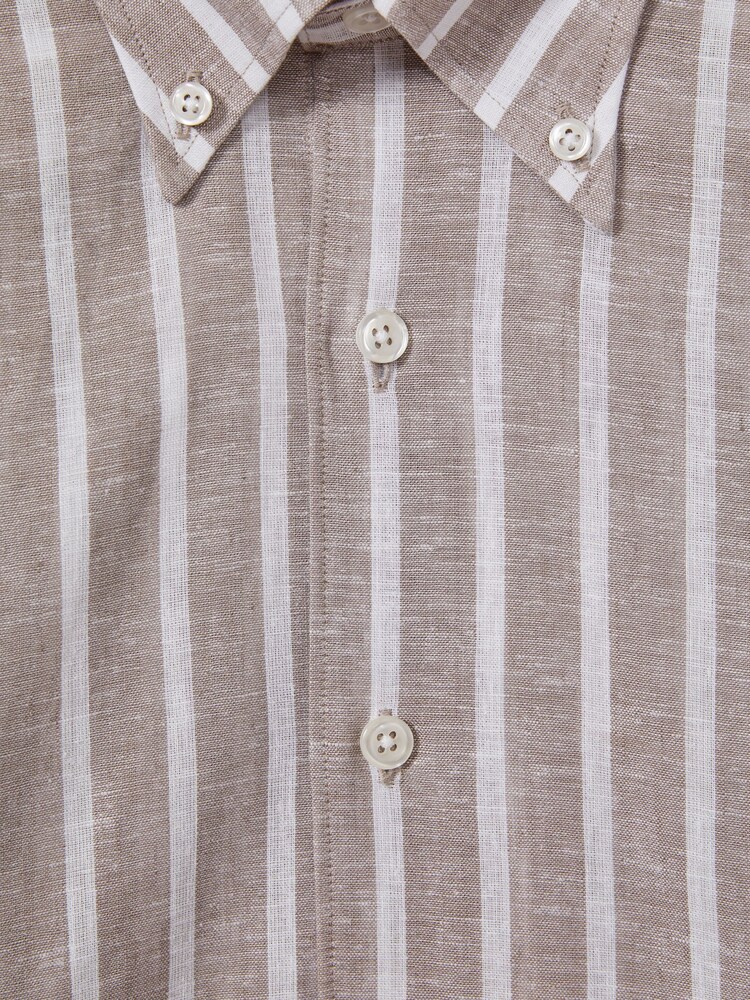 Oscar Jacobson Cotton-Linen Striped Shirt - Image 5 of 5