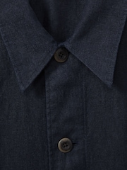Reiss Navy Cadiz Linen Elasticated Hem Overshirt - Image 6 of 6