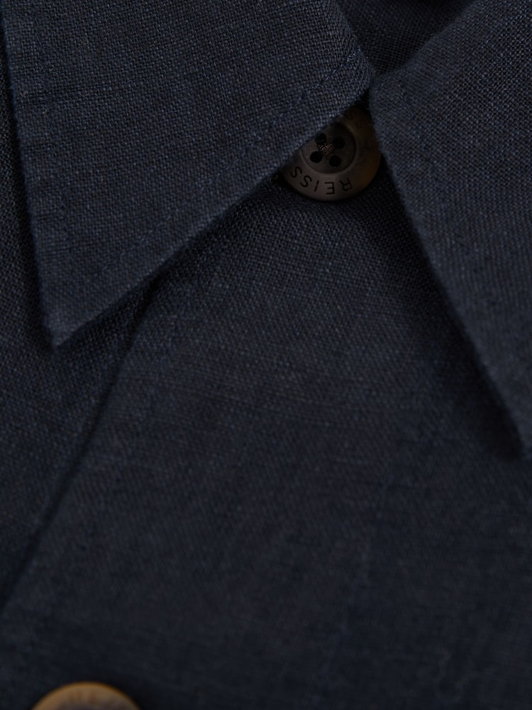 Azul marino - Sobrecamisa de lino con dobladillo elástico Cadiz de Reiss - Imagen 7 de 7