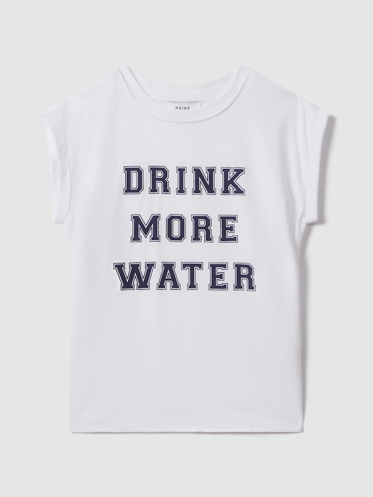 Reiss Ivory Tereza Teen Slogan Crew Neck T-Shirt - Image 1 of 4 Reiss Ivory Tereza Teen Slogan Crew Neck T-Shirt - Image 1 of 4