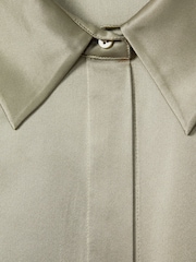 Reiss Khaki Winnie Silk Relaxed Sleeve Blouse - Image 6 of 6