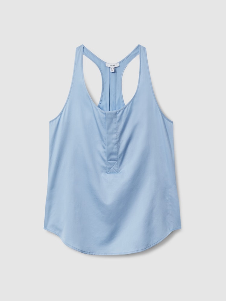 Reiss Blue Eira Relaxed Cotton Scoop Neck Vest - Image 2 of 6