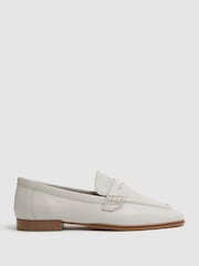 Reiss Off White Angela Leather-Cotton Loafers - Image 1 of 5