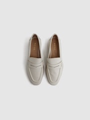 Reiss Off White Angela Leather-Cotton Loafers - Image 3 of 5
