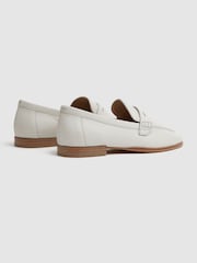 Reiss Off White Angela Leather-Cotton Loafers - Image 4 of 5