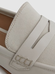 Reiss Off White Angela Leather-Cotton Loafers - Image 5 of 5