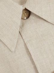 Reiss Oatmeal Cadiz Linen Elasticated Hem Overshirt - Image 5 of 5