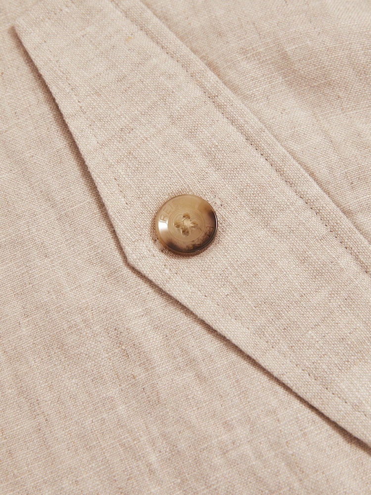 Oatmeal - Sobrecamisa de lino con dobladillo elástico Cadiz de Reiss - Imagen 7 de 7