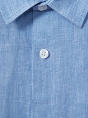 Reiss Soft Blue Holiday 13-14 yrs Short Sleeve Linen Shirt - Image 4 of 4