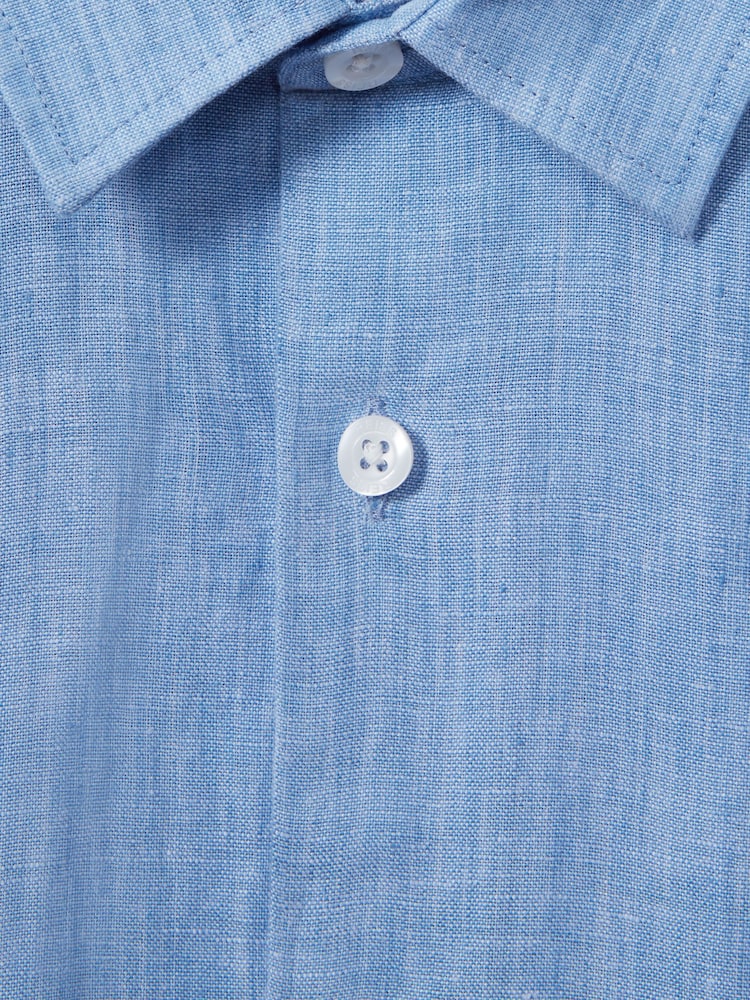 Reiss Soft Blue Holiday 13-14 yrs Short Sleeve Linen Shirt - Image 4 of 4