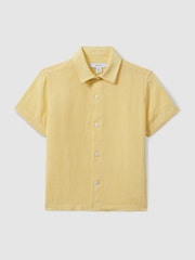 Reiss Melon Holiday 13-14 yrs Short Sleeve Linen Shirt - Image 1 of 3