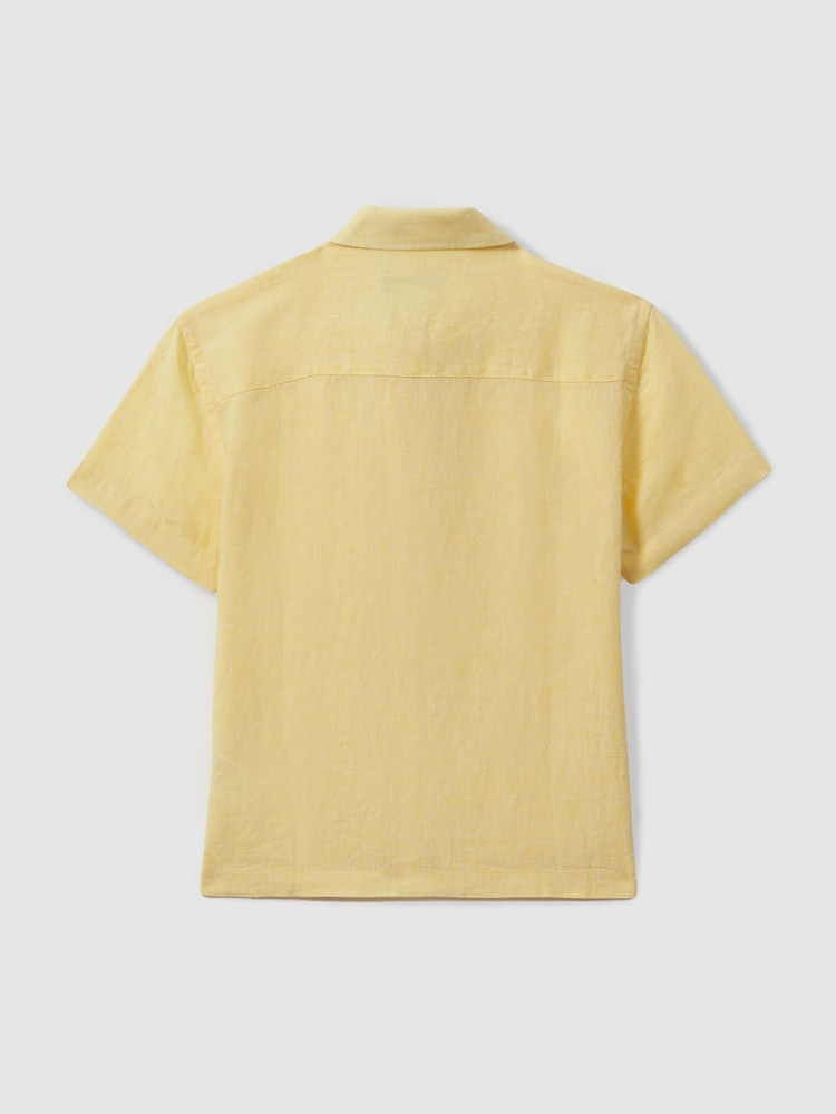 Reiss Melon Holiday 13-14 yrs Short Sleeve Linen Shirt - Image 2 of 3