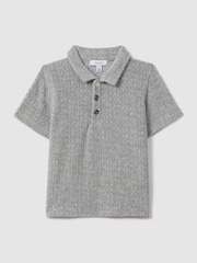 Reiss Soft Grey Iggy 13-14 yrs Towelling Polo Shirt - Image 1 of 4