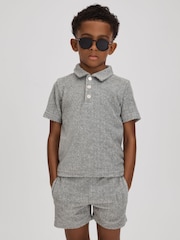 Reiss Soft Grey Iggy 13-14 yrs Towelling Polo Shirt - Image 2 of 4