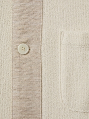 Reiss Ecru Sicily Textured Cotton Blend Contrast Shirt - Image 6 of 6