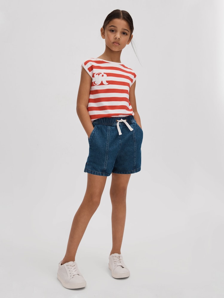Reiss Red Imogen 13-14 yrs Cotton Striped Sleeveless Vest - Image 2 of 4