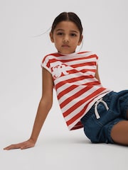 Reiss Red Imogen 13-14 yrs Cotton Striped Sleeveless Vest - Image 3 of 4