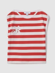 Reiss Red Imogen 9-13 yrs Cotton Striped Sleeveless Vest - Image 2 of 4