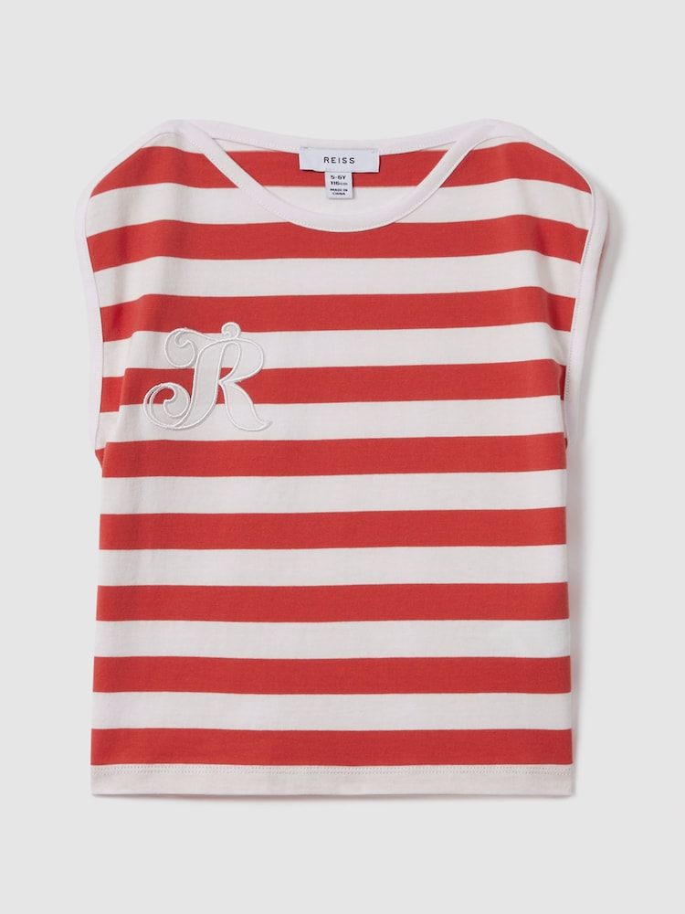 Reiss Red Imogen 9-13 yrs Cotton Striped Sleeveless Vest - Image 2 of 4