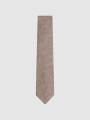 Marrón claro melange - Corbata de lino Vitali de Reiss - Imagen 1 de 5
