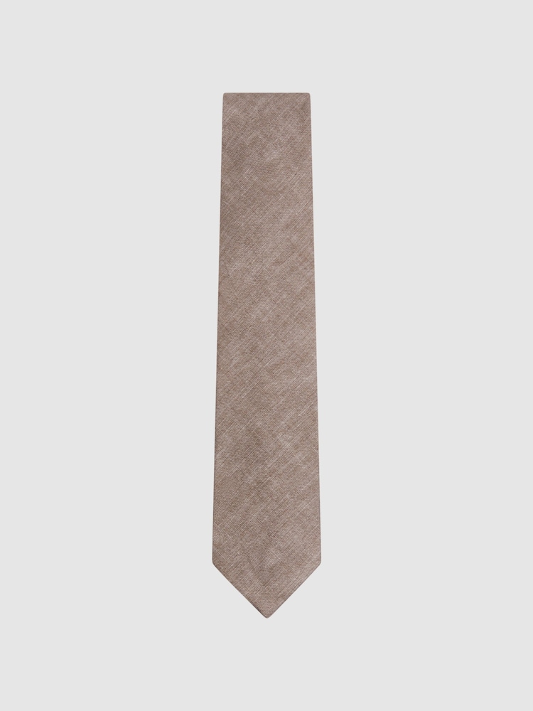 Marrón claro melange - Corbata de lino Vitali de Reiss - Imagen 1 de 5