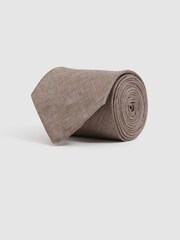 Marrón claro melange - Corbata de lino Vitali de Reiss - Imagen 3 de 5
