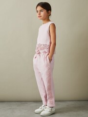 Reiss Pink Sophie Cotton Broderie Top Co-Ord - Image 1 of 4