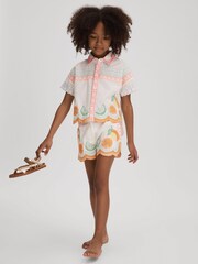 Reiss Ivory Print Cesca 13-14 yrs Cotton Broderie Shirt - Image 3 of 4