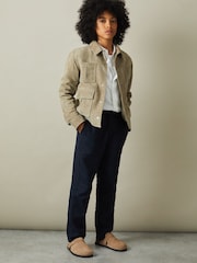 Reiss White Ruban 13-14 yrs Striped Linen Cutaway Collar Shirt - Image 4 of 4