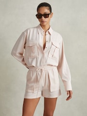 Reiss Nude Isador Lyocell Button Through Shirt - Image 1 of 5